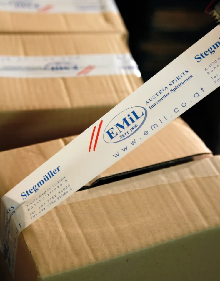 Shipping boxes with historical EMIL Stegmüller packing tape.