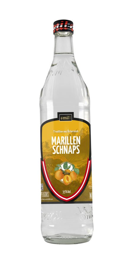 Tradition aus Österreich, emil 1868 Marillen Schnaps in der 0,7 Liter Flasche