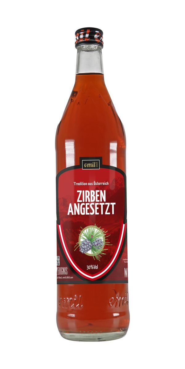 Tradition aus Österreich, emil 1868 Zirben angesetzt in der 0,7 Liter Flasche