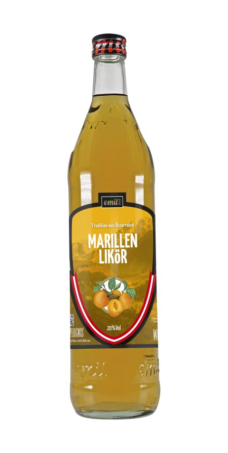 Tradition aus Österreich, emil 1868 Marillen Likör in der 0,7 Liter Flasche