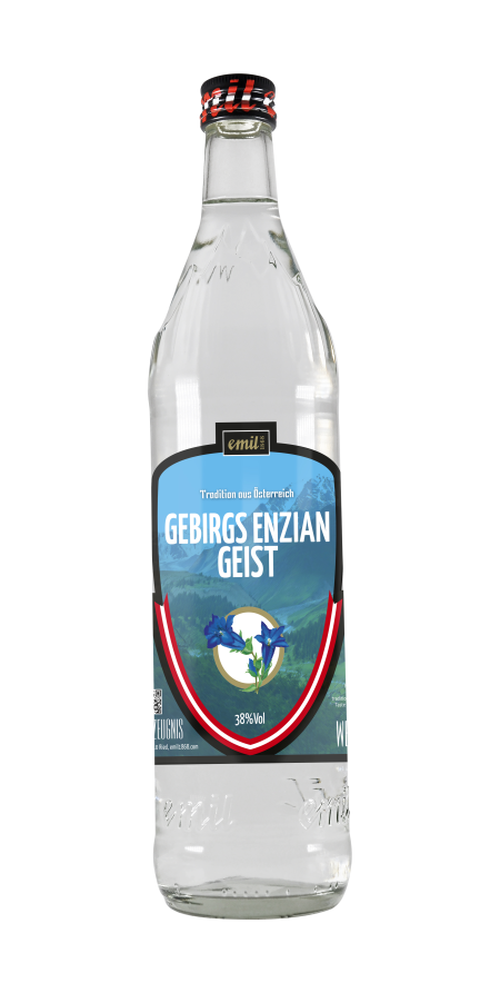 Tradition aus Österreich, Gebirgs Enzian Geist in der 0,7 Liter Flasche