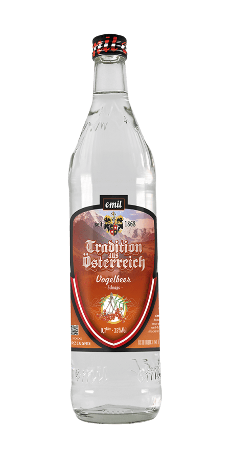 Tradition aus Österreich, Vogelbeer Schnaps in der 0,7 Liter Flasche