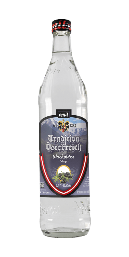 Tradition aus Österreich,Wachholder Schnaps in der 0,7 Liter Flasche
