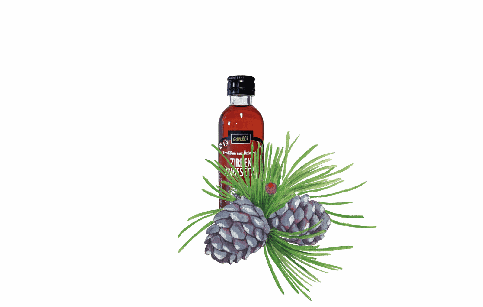 Zirben Schnaps 30%vol in 40 ml Miniaturflasche – edler Genuss im Kleinformat von emil 1868