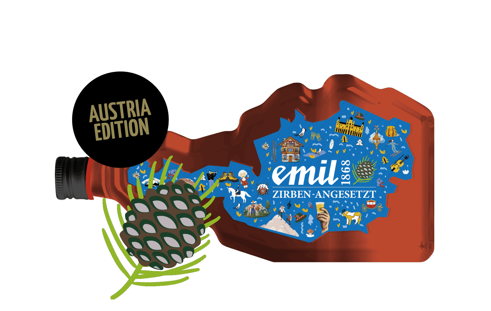 Zirben Schnaps angesetzt 30%vol Sonderedition – limitierte Premiumabfüllung von emil 1868
