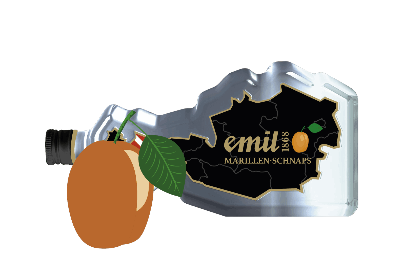 Marillen Schnaps 35%vol in einzigartiger Österreich-Formflasche – edler Obstbrand von emil 1868