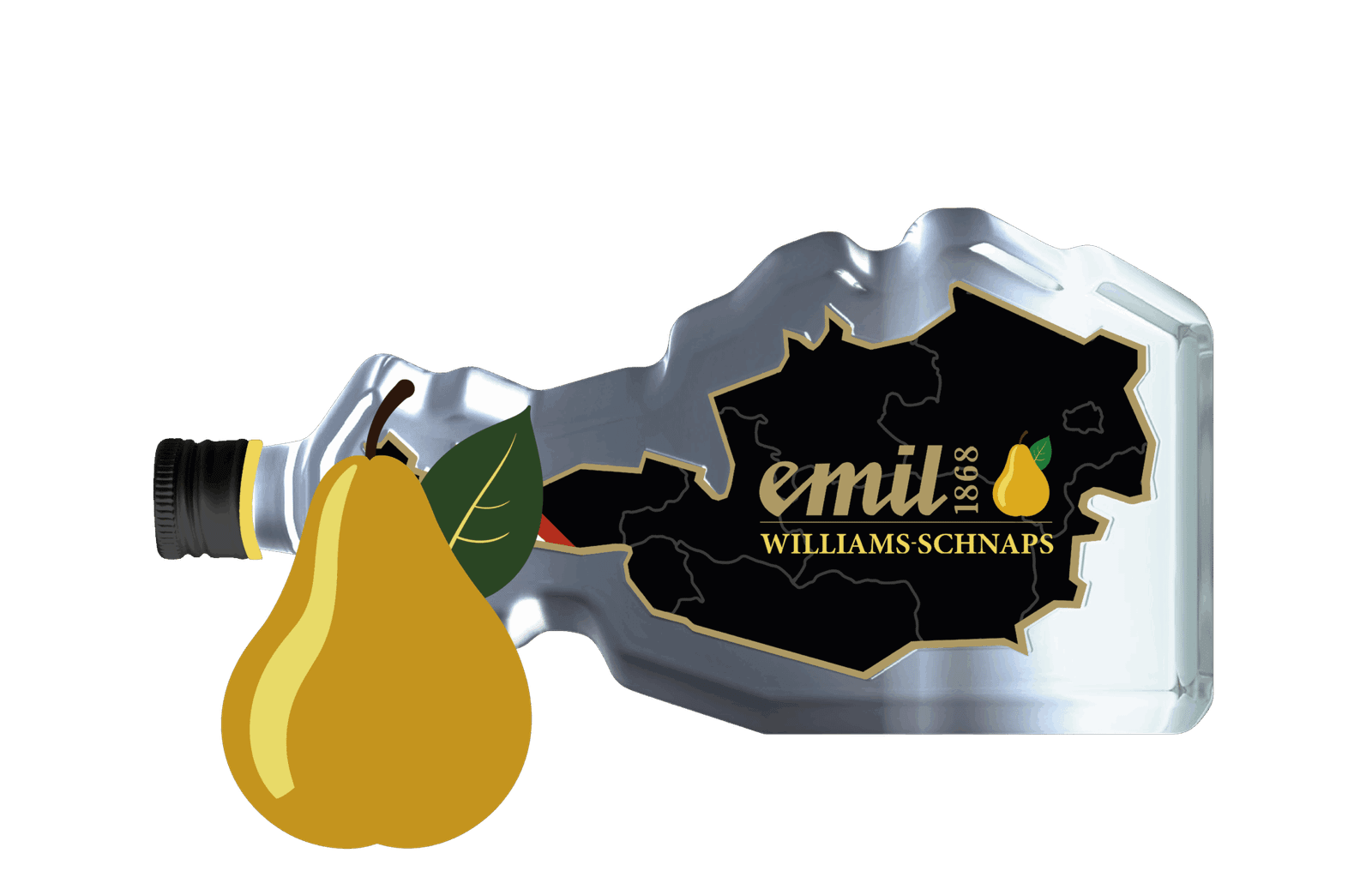 Williams Birnen Schnaps 35%vol in einzigartiger Österreich-Formflasche – edler Obstbrand von emil 1868
